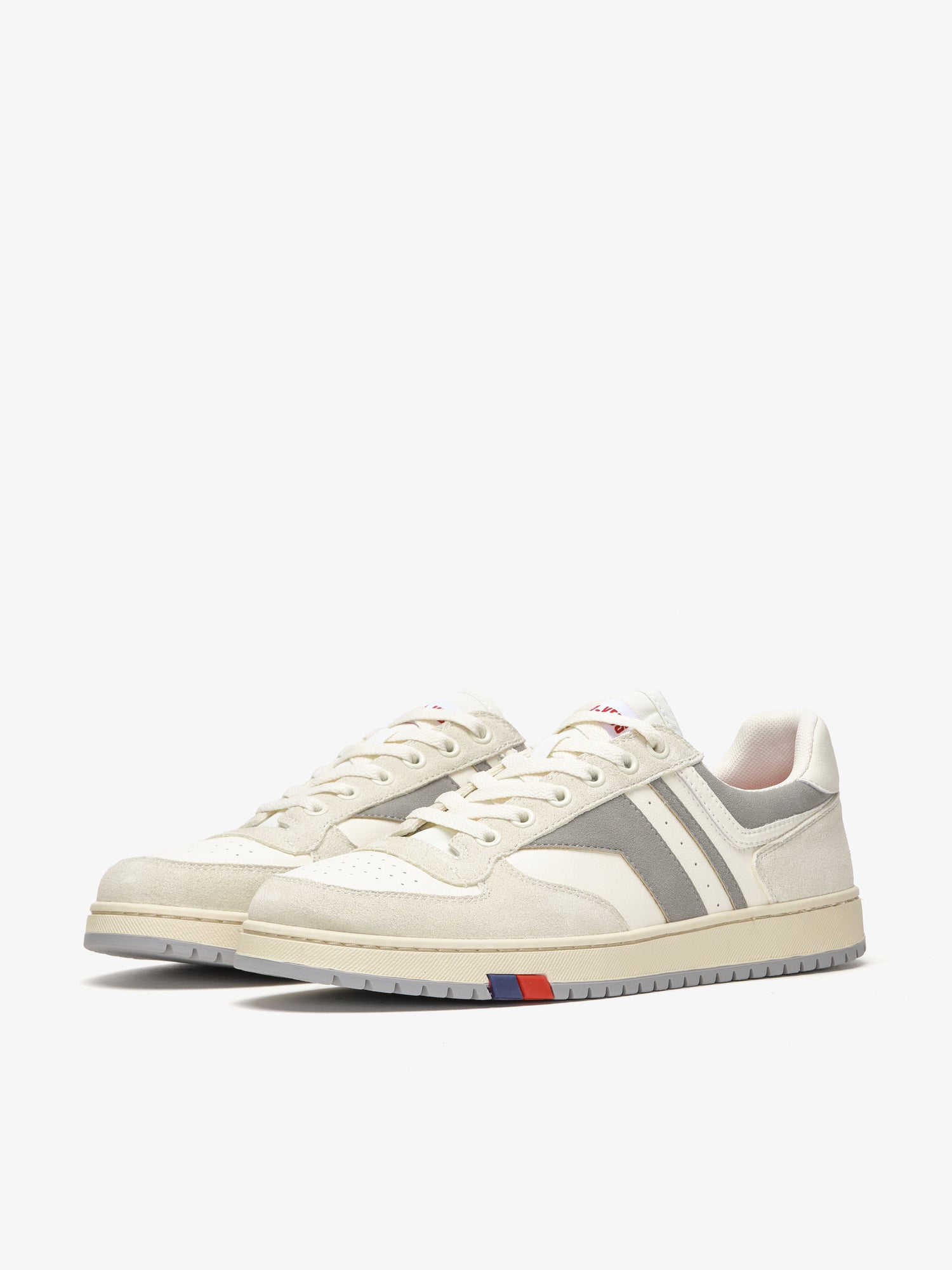 Sneaker da uomo Pro-Keds Sky in suede crema e grigio, vista laterale e frontale