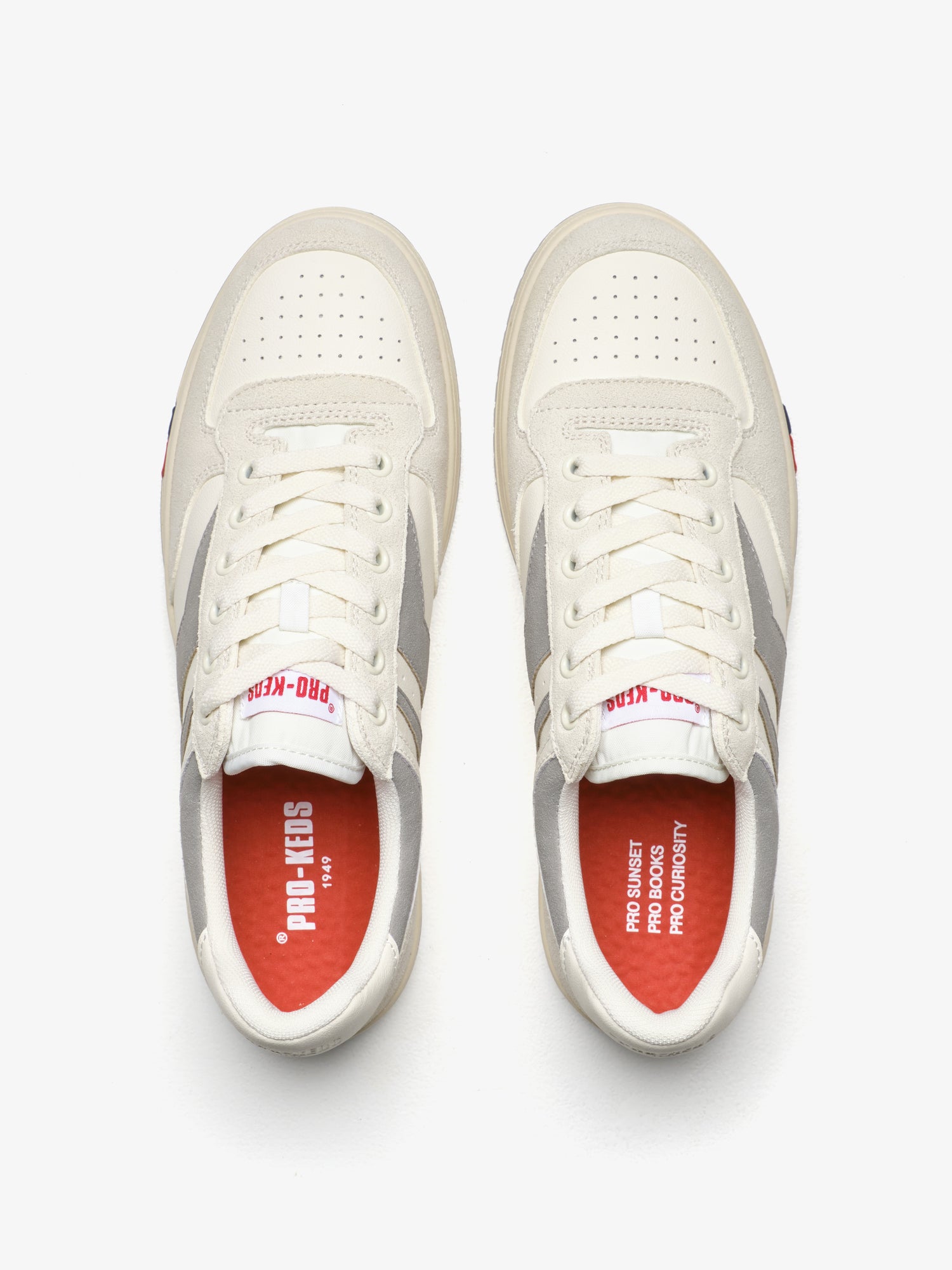 Sneaker da uomo Pro-Keds Sky in suede crema e grigio, dettaglio collare imbottito